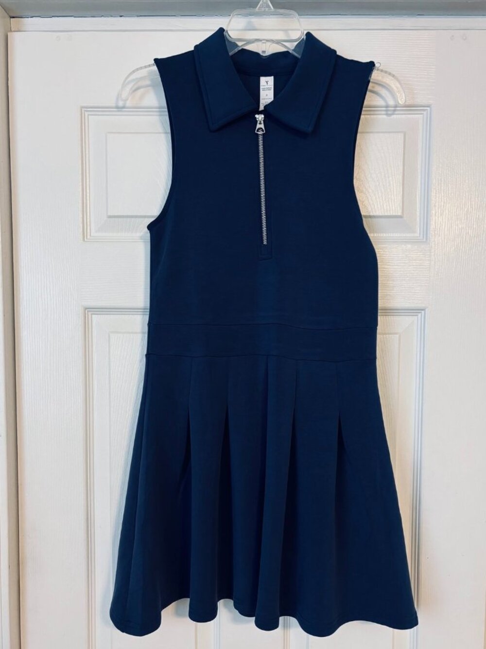 NWT Yogalicious Sandwash Softlite Quarter-Zip Pleated Dress, Navy Blue - Size S